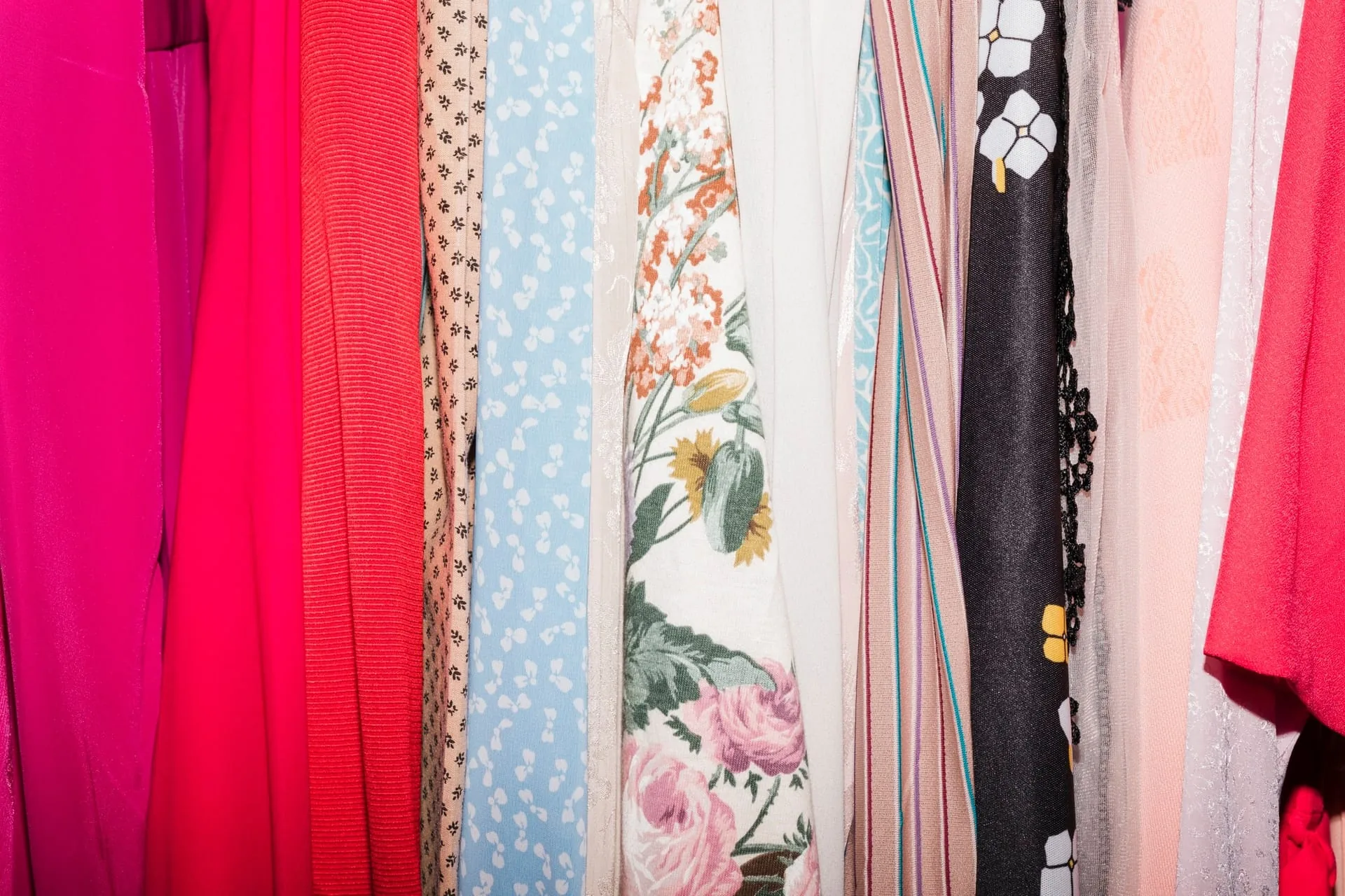Sheer tulle and chiffon fabric lengths layered together